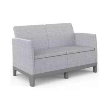 KETER divano da giardino due posti Scandi Form divano 2 posti grigio chiaro/grigio acciaio scuro