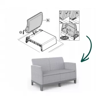 KETER divano da giardino due posti Scandi Form divano 2 posti grigio chiaro/grigio acciaio scuro