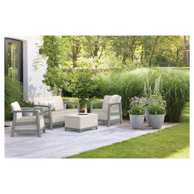 KETER set arredi da giardino Scandi Linea set 2 posti grigio ghiaia/verde salvia pietra