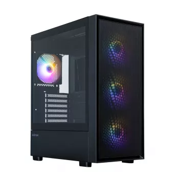 Zalman S6 case PC ATX Mid Tower, 3 x 140mm + 1 x 120mm ventole RGB fisse, vetro temperato, nero