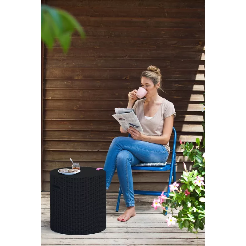 KETER tavolo da giardino/scatola contenitore Cool Stool marrone
