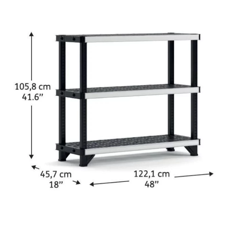 Scaffale KETER 3 ripiani Fused 122,1x45,7x105,8cm nero