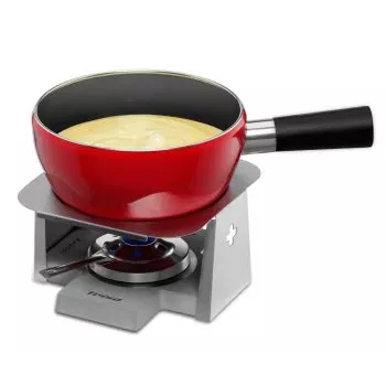 Set fonduta di formaggio Trisa Swiss Cross Stone 2,5L, 6 forchette, pentola in gres con rechaud e bruciatore (7579.75)