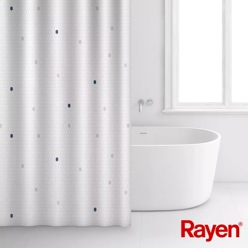 RAYEN Tenda da doccia 180x200cm bianca, poliestere