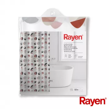 RAYEN Tenda da doccia 180x200cm bianca/rigata, PEVA