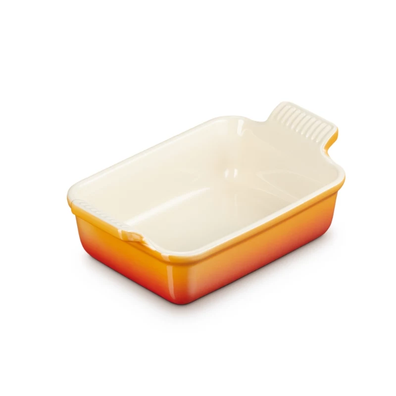 LE CREUSET Piastra rettangolare da forno Heritage in gres 19x14cm / 1,1L arancione