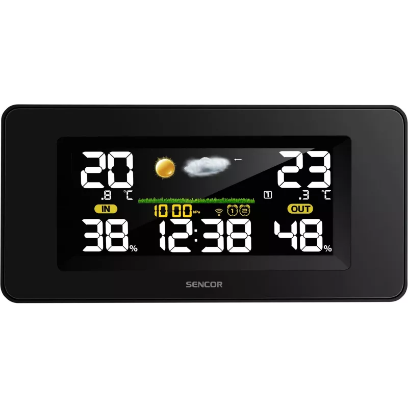 SENCOR SWS 5270 Stazione meteo con sensore esterno wireless, LCD a colori, orologio radiocontrollato