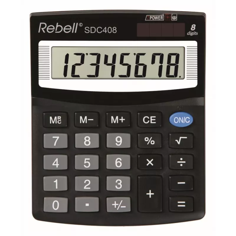 Rebell SDC408 calcolatrice semi-da tavolo, 8 cifre, nero