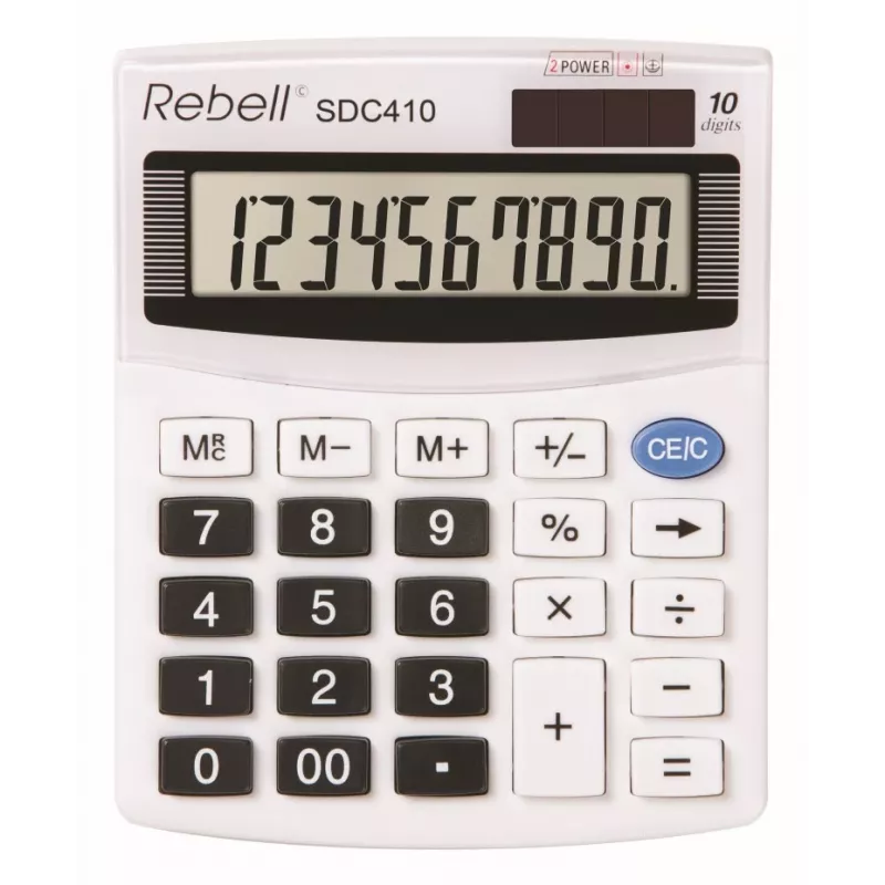 REBELL RE-SDC410 BX calcolatrice semi-desktop, display LCD 10 cifre, doppia alimentazione (solare e batteria), nero