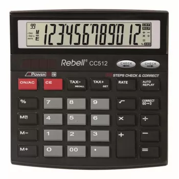 REBELL RE-CC512 BX calcolatrice da tavolo 12 cifre doppia alimentazione nero/argento