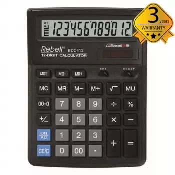 REBELL RE-BDC412 BX calcolatrice da tavolo 12 cifre doppia alimentazione nero