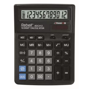 REBELL RE-BDC412 BX calcolatrice da tavolo 12 cifre doppia alimentazione nero