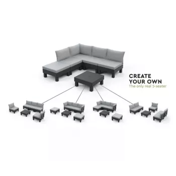 KETER sgabello/tavolino da giardino Element con cuscino grigio/grigio chiaro