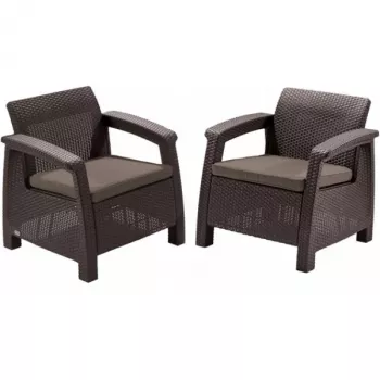 KETER Set 2 sedie da giardino Corfu marrone