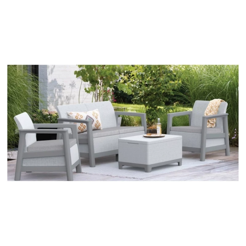 KETER Set da giardino Scandi Linea 2 posti grigio chiaro/grigio acciaio scuro