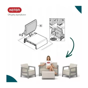 KETER Set da giardino Scandi Linea 2 posti grigio ghiaia/beige chiaro