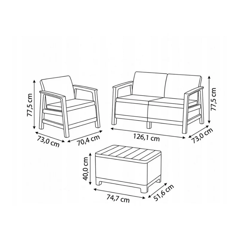 KETER Set da giardino Scandi Linea 2 posti grigio ghiaia/beige chiaro