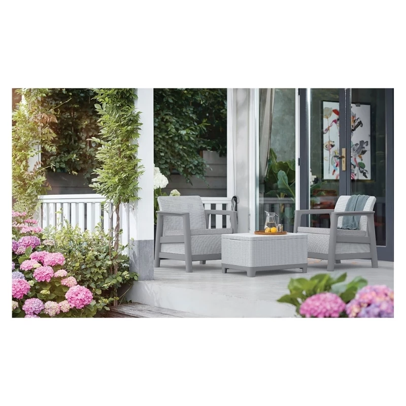 KETER Set da giardino Scandi Linea set da balcone grigio chiaro/grigio acciaio scuro