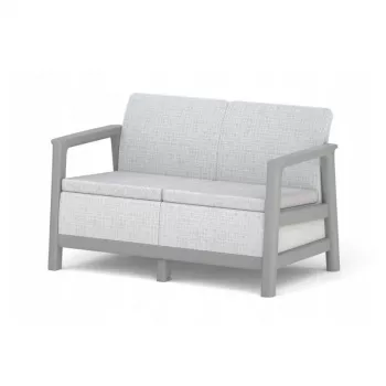 KETER Divano da giardino 2 posti Scandi Linea grigio chiaro/grigio acciaio scuro