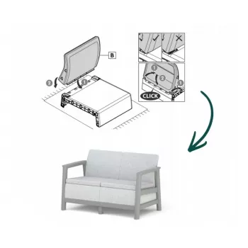 KETER Divano da giardino 2 posti Scandi Linea grigio chiaro/grigio acciaio scuro