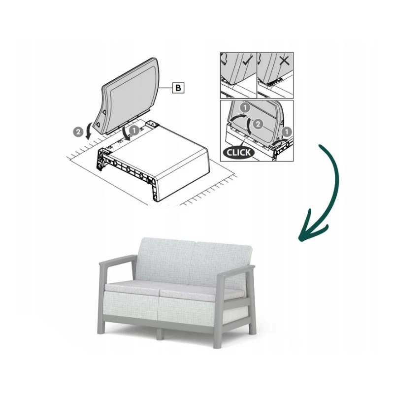 KETER Divano da giardino 2 posti Scandi Linea grigio chiaro/grigio acciaio scuro