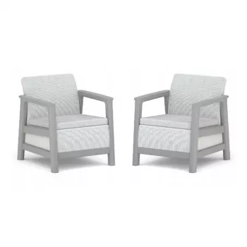KETER Set 2 sedie da giardino Scandi Linea grigio chiaro/grigio acciaio scuro