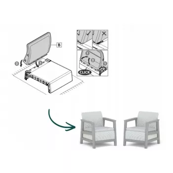 KETER Set 2 sedie da giardino Scandi Linea grigio chiaro/grigio acciaio scuro