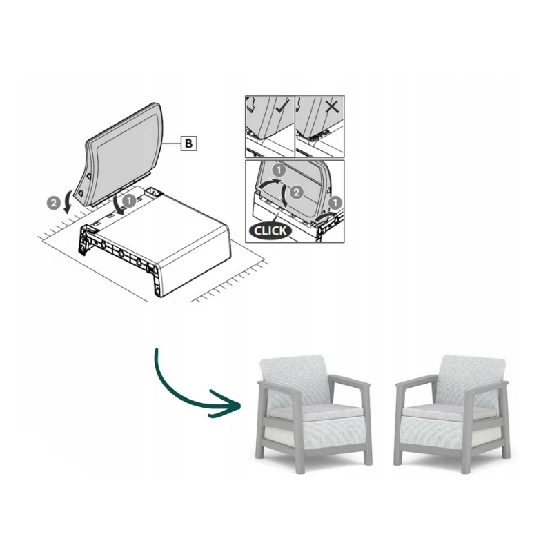 KETER Set 2 sedie da giardino Scandi Linea grigio chiaro/grigio acciaio scuro