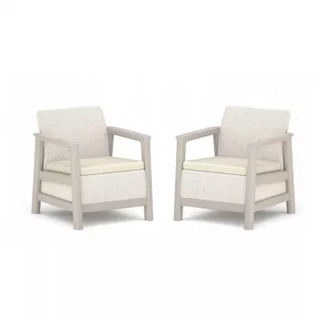 KETER Set 2 sedie da giardino Scandi Linea grigio ghiaia/beige chiaro