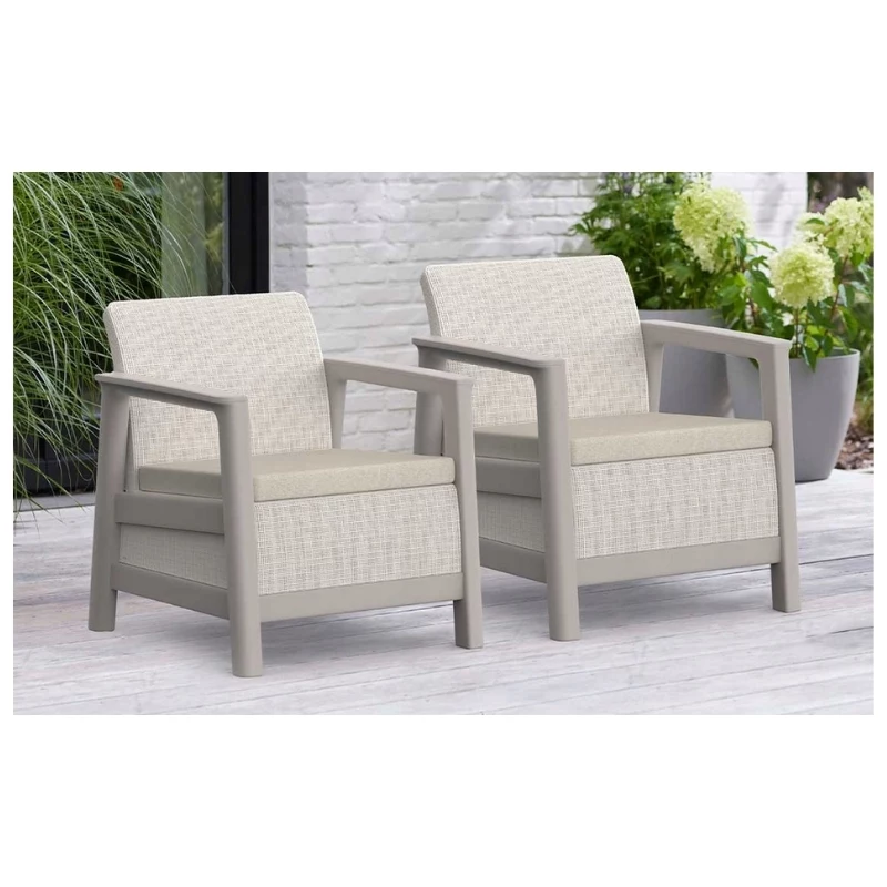 KETER Set 2 sedie da giardino Scandi Linea grigio ghiaia/beige chiaro