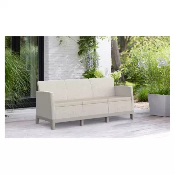 KETER Divano da giardino 3 posti Scandi Form grigio ghiaia/beige chiaro