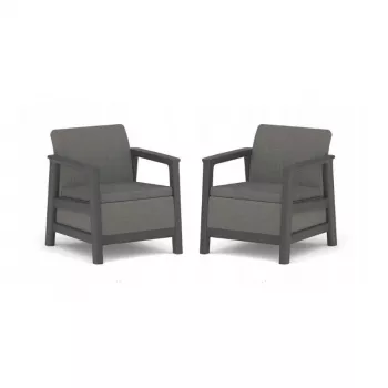 KETER Set 2 sedie da giardino Scandi Linea grigio