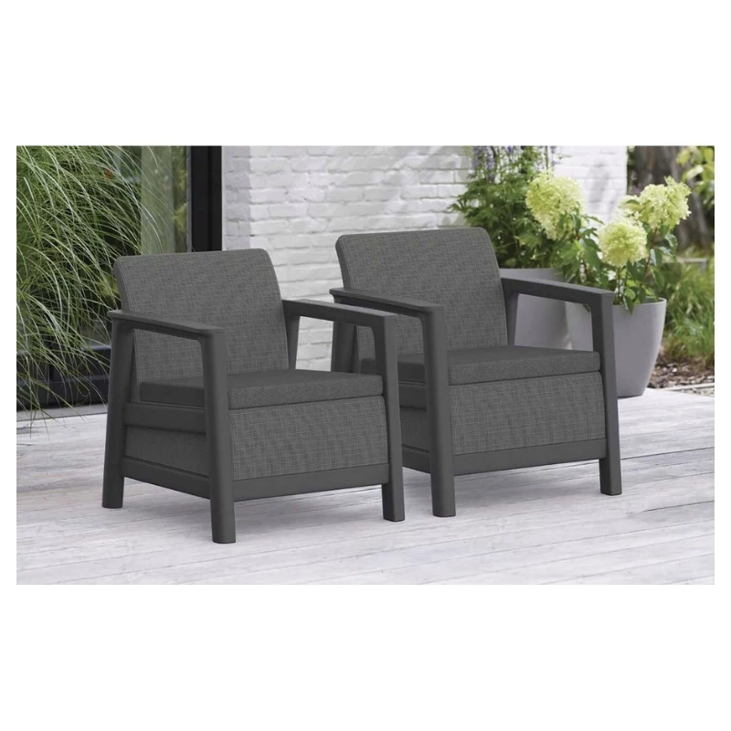 KETER Set 2 sedie da giardino Scandi Linea grigio