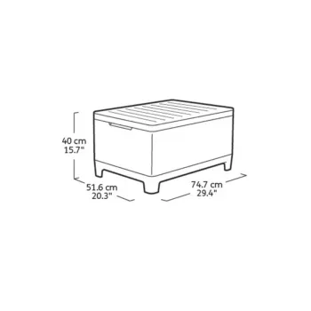 KETER Tavolo da giardino/box contenitore Scandi Storage Table grigio