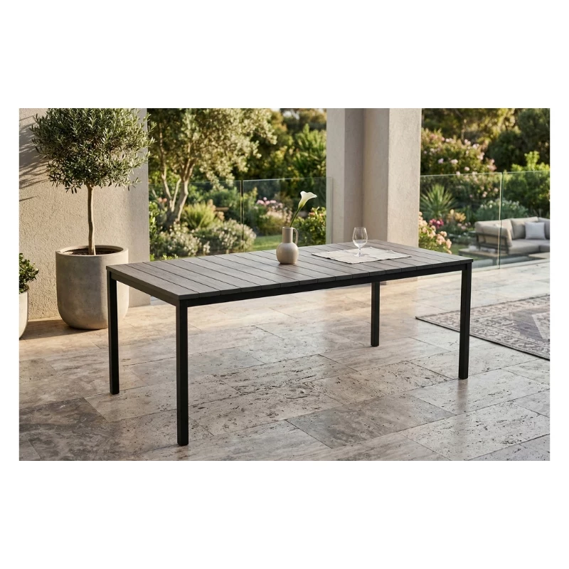 KETER Tavolo da giardino Deco Porto Nova 200 effetto frassino/nero