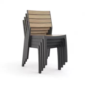 KETER Sedia da giardino Deco Corale effetto teak/grigio