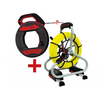 RUNPOTEC 11120 Set aste in fibra di vetro per infilacavi con testina scorrevole Runpo 5, 30 m, resistenza alla trazione 130 kg, filettatura RTG Ø 6 mm