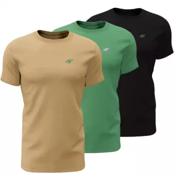 T-shirt uomo 4F M4481 confezione da 3 beige, verde, nero 4FWSS26TTSHM4481 92S 4XL