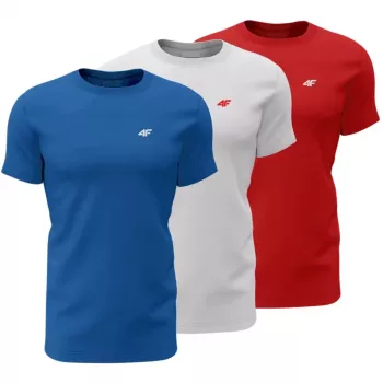 T-shirt uomo 4F M4482 confezione da 3 blu, bianco, rosso 4FWSS26TTSHM4482 90S 5XL