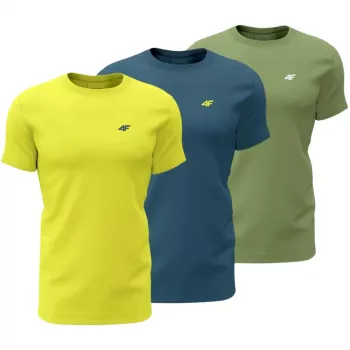 4F M4217 T-shirt uomo confezione da 3 giallo, blu, verde 4FWSS26TTSHM4217 90S 3XL