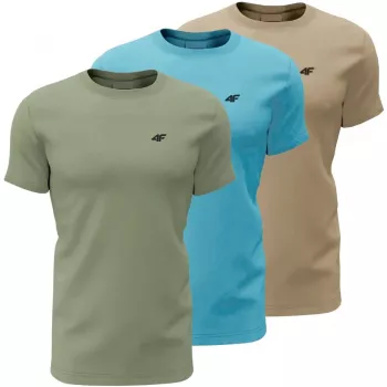 4F M4481 T-shirt uomo confezione da 3 verde, blu, beige 4FWSS26TTSHM4481 90S XL