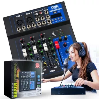 DNA T4MIX mixer audio analogico a 4 canali blu
