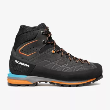 Scarpa Zodiac Tech GTX scarponi da alpinismo, GORE-TEX Performance Comfort, pelle Perwanger, suola Vibram Mont, Anthracite/Tonic Orange, EU 44