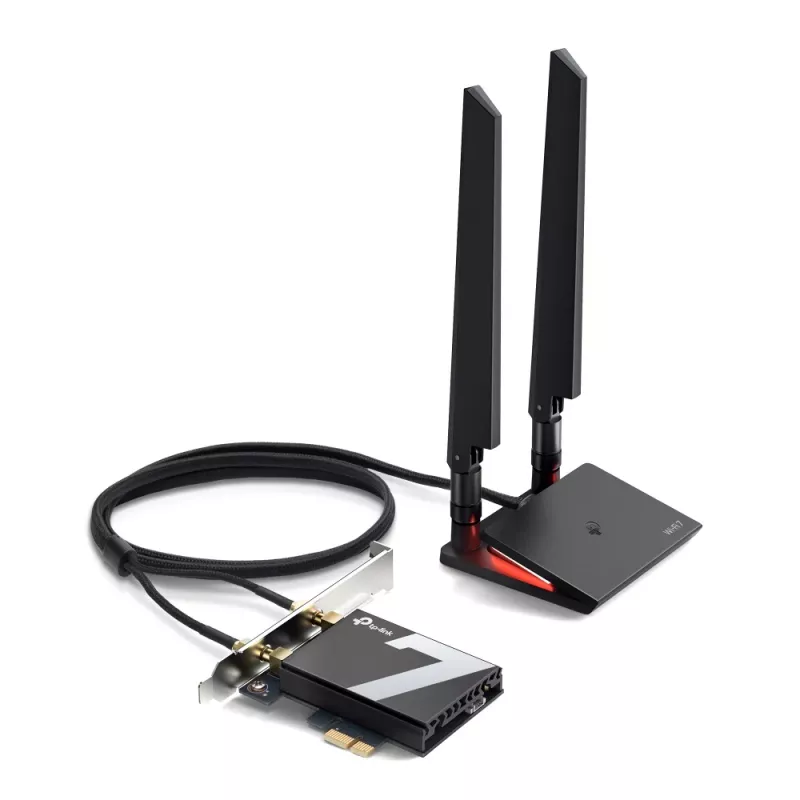 TP-Link Archer TBE550E WiFi 7 Bluetooth 5.4 Adattatore BE9300 Triband, PCI Express, 2 antenne esterne