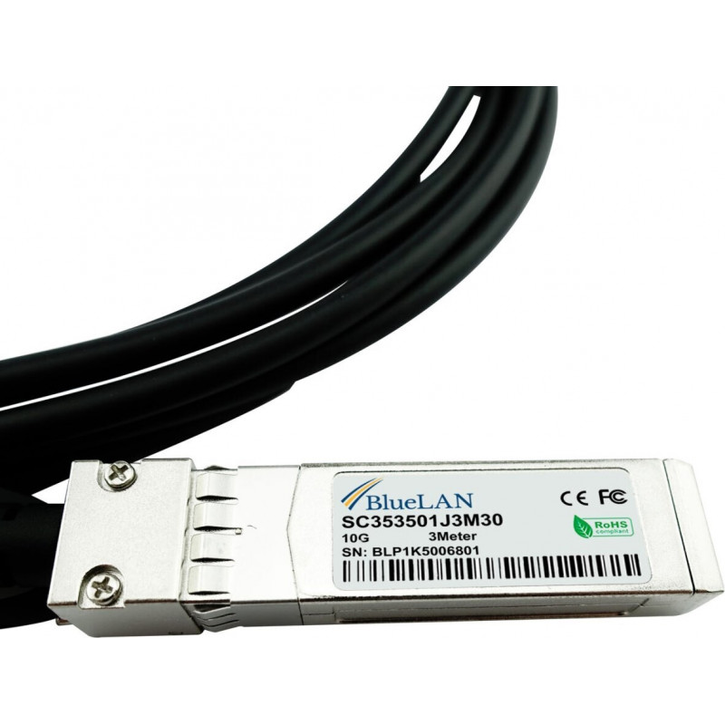 BLUELAN BlueOptics 10GBASE-CR SFP+ cavo in rame Direct Attach 1m Industrial SC353501J1M30IN