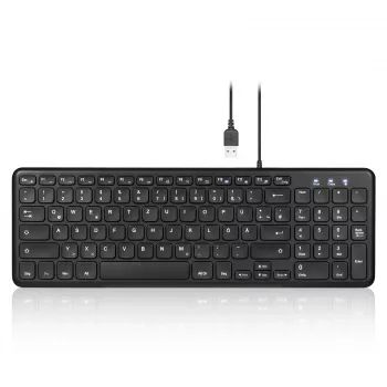 Perixx PERIBOARD-213 DE B Tastiera USB con filo, layout tedesco (QWERTZ), switch a forbice, nero