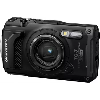 OM System Tough TG-7 nera fotocamera compatta robusta, 12 MP, video 4K, impermeabile 15m