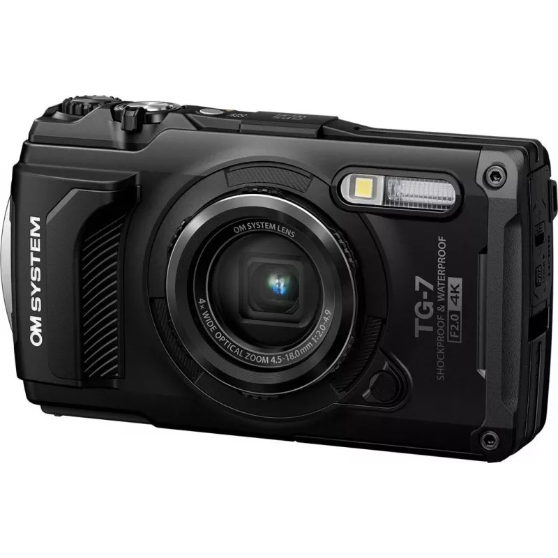 OM System Tough TG-7 nera fotocamera compatta robusta, 12 MP, video 4K, impermeabile 15m