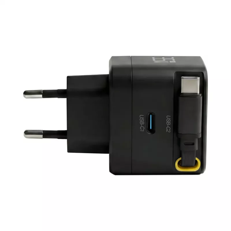 EFB Elektronik G352CE caricabatterie da parete GaN USB-C 35W con cavo retrattile 0,7m, PD3.0 e QC3.0, nero