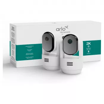 Arlo Essential 3 telecamera di sorveglianza interna 2K con pan-tilt-zoom (confezione da 2, bianca)